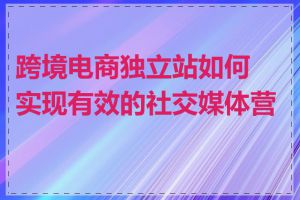跨境电商独立站如何实现有效的社交媒体营销