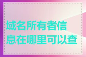 域名所有者信息在哪里可以查到