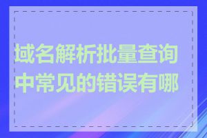 域名解析批量查询中常见的错误有哪些