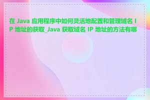 在 Java 应用程序中如何灵活地配置和管理域名 IP 地址的获取_Java 获取域名 IP 地址的方法有哪些