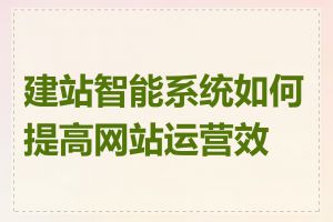 建站智能系统如何提高网站运营效率
