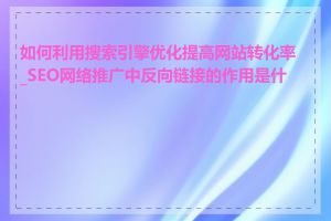 如何利用搜索引擎优化提高网站转化率_SEO网络推广中反向链接的作用是什么
