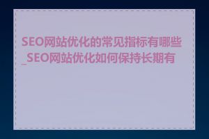 SEO网站优化的常见指标有哪些_SEO网站优化如何保持长期有效