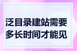 泛目录建站需要多长时间才能见效