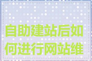 自助建站后如何进行网站维护