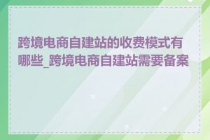 跨境电商自建站的收费模式有哪些_跨境电商自建站需要备案吗