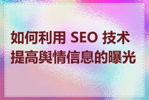 如何利用 SEO 技术提高舆情信息的曝光度