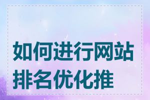 如何进行网站排名优化推广