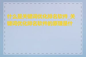 什么是关键词优化排名软件_关键词优化排名软件的原理是什么