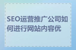 SEO运营推广公司如何进行网站内容优化