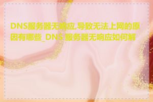 DNS服务器无响应,导致无法上网的原因有哪些_DNS 服务器无响应如何解决