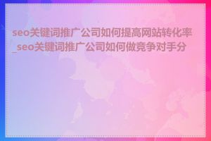 seo关键词推广公司如何提高网站转化率_seo关键词推广公司如何做竞争对手分析