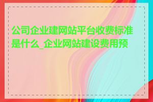 公司企业建网站平台收费标准是什么_企业网站建设费用预算