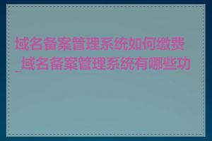 域名备案管理系统如何缴费_域名备案管理系统有哪些功能