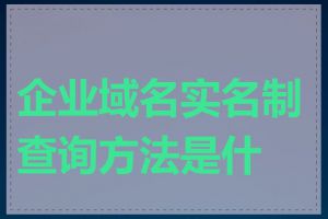 企业域名实名制查询方法是什么