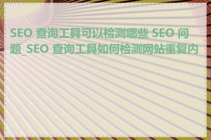 SEO 查询工具可以检测哪些 SEO 问题_SEO 查询工具如何检测网站重复内容