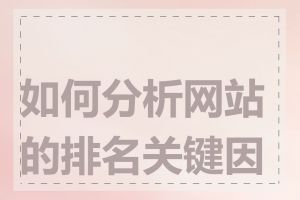 如何分析网站的排名关键因素