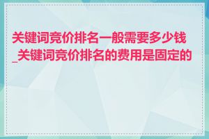 关键词竞价排名一般需要多少钱_关键词竞价排名的费用是固定的吗
