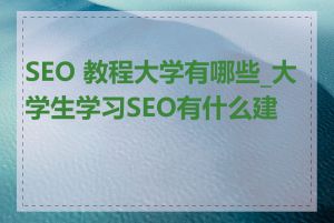 SEO 教程大学有哪些_大学生学习SEO有什么建议