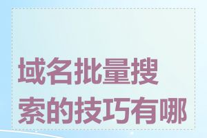 域名批量搜索的技巧有哪些