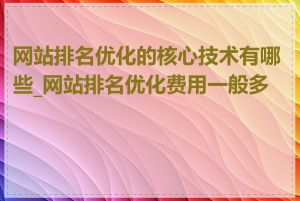 网站排名优化的核心技术有哪些_网站排名优化费用一般多少