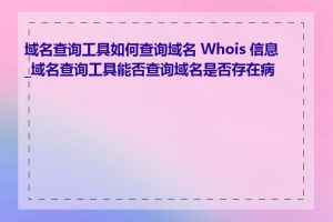 域名查询工具如何查询域名 Whois 信息_域名查询工具能否查询域名是否存在病毒