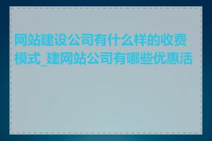 网站建设公司有什么样的收费模式_建网站公司有哪些优惠活动