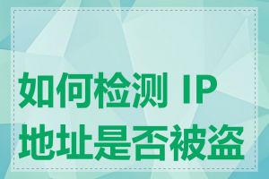 如何检测 IP 地址是否被盗用