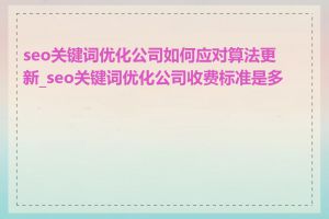 seo关键词优化公司如何应对算法更新_seo关键词优化公司收费标准是多少