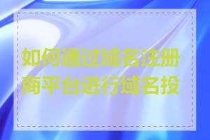 如何通过域名注册商平台进行域名投资