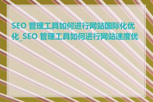 SEO 管理工具如何进行网站国际化优化_SEO 管理工具如何进行网站速度优化