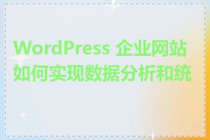 WordPress 企业网站如何实现数据分析和统计