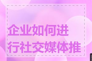 企业如何进行社交媒体推广