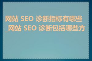 网站 SEO 诊断指标有哪些_网站 SEO 诊断包括哪些方面