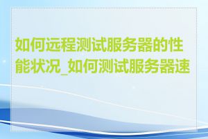 如何远程测试服务器的性能状况_如何测试服务器速度