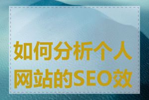 如何分析个人网站的SEO效果