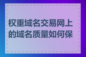 权重域名交易网上的域名质量如何保证