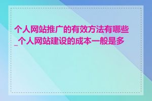 个人网站推广的有效方法有哪些_个人网站建设的成本一般是多少
