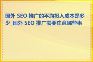 国外 SEO 推广的平均投入成本是多少_国外 SEO 推广需要注意哪些事项