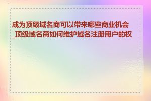 成为顶级域名商可以带来哪些商业机会_顶级域名商如何维护域名注册用户的权益