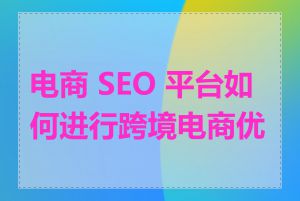 电商 SEO 平台如何进行跨境电商优化