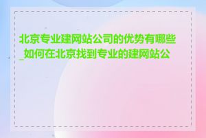 北京专业建网站公司的优势有哪些_如何在北京找到专业的建网站公司