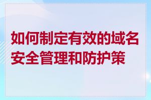 如何制定有效的域名安全管理和防护策略