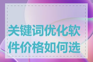 关键词优化软件价格如何选择
