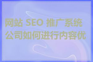 网站 SEO 推广系统公司如何进行内容优化