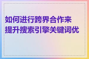 如何进行跨界合作来提升搜索引擎关键词优化