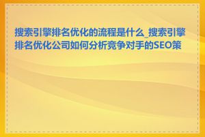 搜索引擎排名优化的流程是什么_搜索引擎排名优化公司如何分析竞争对手的SEO策略
