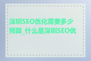 深圳SEO优化需要多少预算_什么是深圳SEO优化