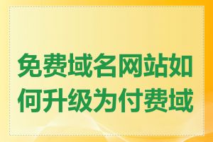 免费域名网站如何升级为付费域名