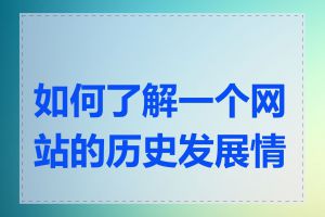 如何了解一个网站的历史发展情况